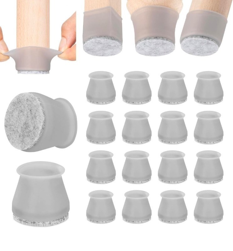 lot 3565142 image: Aneaseit Chair Leg Floor Protectors - 16 pcs Gray - Felt Bottom Silicone Pads for Hardwood Floors & Furniture Feet - Rubber Caps for Chairs - Retail $17