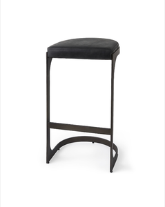 lot 5127012 image: Mercana Tyson 17L x 18W x 31H Black Leather w Metal Frame Bar Stool 69271 31.25 H x 17.25 W x 18 D - Retail $459