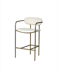 lot 5127026 image: Mercana Parker Cream Fabric Seat Gold Metal Counter Stool 68562 36H x 19.69W x 20.87D - Retail $639