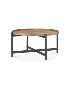 lot 5127030 image: Mercana Marquisa Small Brown Wood w Black Metal Coffee Table 70061 16.5H x 34.25W x 34.25D - Retail $639
