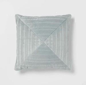 lot 5127046 image: 18x18 Luxe Square Velvet Pleated Decorative Pillow Light Teal - Indoor Geometric Design, Polyester Velour - Retail $43