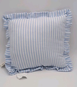 lot 5127050 image: Blue Stripe Square With Simple Ruffle Pillow Target Women owned 14in x 14in - Retail $10