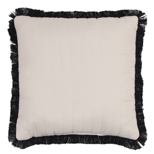 lot 5127099 image: White Cotton Throw Pillow with Black Fringe - Retail $10