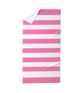 lot 5127112 image: CafePress - Bold Pink And White Stripes - Large Beach Towel, Soft 30x60 Towel with Unique Design - Retail $29