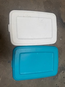 lot 5127145 image: Random 1 Teal and 1 light grey container lids 1 foot 414 inches 11 14 inches  - Retail $1