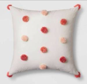 lot 5127049 image: Pillowfort - Square Tassel Kids Throw Pillow Pink 16x16 - Retail $10