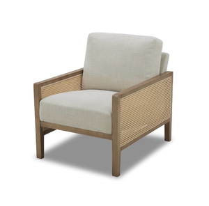 lot 5127008 image: Better Homes & Gardens Springwood Caning Accent Chair, Light Honey Finish - Retail $128