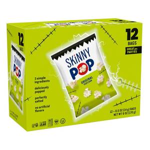 lot 1031 image: SkinnyPop Popcorn, Original, Trick or Treat Snack Bags, Gluten-Free, Non-GMO Snacks, 0.5oz, 12 Count