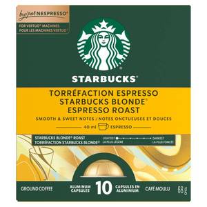 lot 1233 image: Starbucks by Nespresso Blonde Espresso Roast Coffee Pods, Light Roast, Nespresso Vertuo Line Compatible Capsules, 10 Coffee Pods