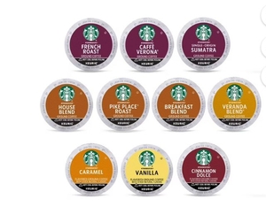 lot 1282 image: Starbucks K-Cup Coffee Pods Blonde, Medium, Dark, Roast &amp Flavored, Variety Pack for Keurig Brewers (40 pods total)
