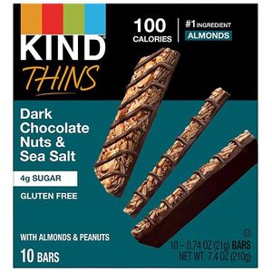 lot 1268 image: KIND Thins Dark Chocolate Nuts Sea Salt - 7.4oz10ct