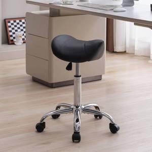 lot 1172 image: FIRAVOE Saddle Stool, Swivel Saddle Stools with Wheels, Adjustable Rolling Stool 18-26, Faux Leather Rolling Saddle Stool for Salon, Massage, Clinic, Lab, Office (Black, 1PCS (18-26)) - Retail $50