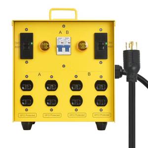 lot 1179 image: Zuomeng 30-Amp Portable Power Center, Split 240VAC Input into 2 Separate 120VAC Output, A&B Zone Independent Control with 2 Mini Voltmeter and Ammeter - Retail $230
