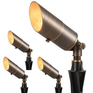 lot 1262 image: LUTEC Solid Brass Low Voltage Landscape Lighting, 12V Heavy Duty Waterproof Landscape Spotlights, Adjustable Bronze Uplights Outdoor Fixtures for Garden Yard Pathway Tree Without Bulb, 4 Pack - Retail $117