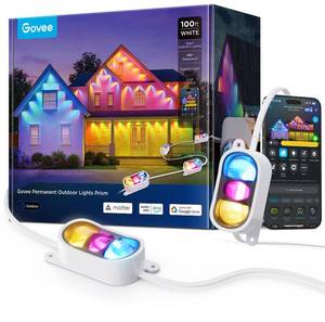 lot 999 image: Govee Permanent Outdoor Lights Prism, 100ft with 36 Triple-Color Lighting Heads, 100 Scene Modes, Up to 60lm for Outdoor Decor, IP68 Waterproof, Works with Alexa, Google Assistant & Matter, White - Retail $540