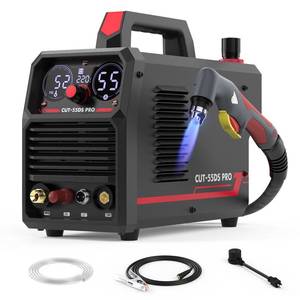 lot 1009 image: YESWELDER 55 Amp Plasma Cutter Non-High Frequency, Large LED Digital Display Non-Touch Pilot Arc, Digital DC Inverter 110220V Dual Voltage Plasma Cutting Machine CUT-55DS PRO NEW - Retail $330