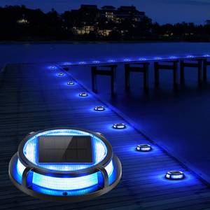 lot 1018 image: LUTEC 12 Pack Solar Deck Lights Driveway Dock 12 LEDs Light Solar Powered Outdoor Waterproof Road Markers for Step Sidewalk Stair Garden Ground Pathway Yard (Blue) - Retail $90