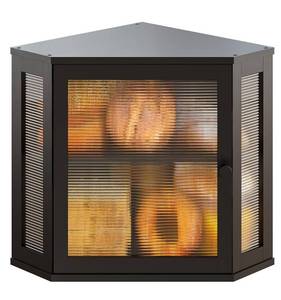 lot 1020 image: Vriccc Corner Bread Box, Bamboo Bread Box for Kitchen Countertop, 2 Tier Wooden Bread Storage, Black - Retail $50