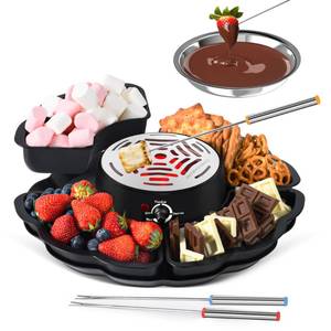 lot 1025 image: 2 in 1 Electric S��mores Maker & Fondue Pot, Tabletop Indoor Smores kit with 4 Roasting Forks, 4 Detachable Trays & 1 Flameless Temperature-controlled Heater, Movie Night Supplies & Housewarming Gifts - Retail $36