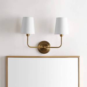 lot 1028 image: Lighting Ezra Two Light Wall Sconce - Brass Metallic Modern Contemporary Metal Bulb Included - Retail $93