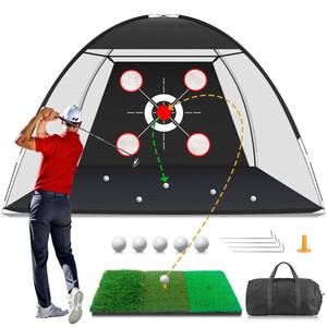 lot 1054 image: MFNMFN Golf Net with Practice Mat,Golf Hitting Aid Nets 10x7FT for Backyard Driving Chipping Training Swing,Gifts for Men Dad Him and Golfer - Retail $50