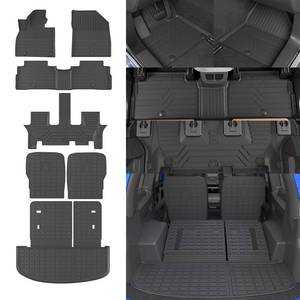 lot 1056 image: Rongtaod Floor Mats Compatible with 2020-2025 Kia Telluride 7 Seats Trunk Liner Cargo Liner Back Seat Cover Kick Mat 2024 Telluride Accessories (Floor MatsTrunk Mat2nd&3rd Row Backrest Mat) - Retail $170