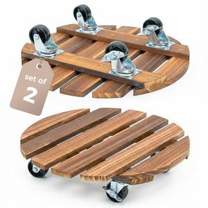 lot 1057 image: Bamworld Plant Stand Outdoor Rolling Tray Plant Caddy with Wheels 12in Plant Caster with Wheels Planter Caddy Flower Cart Plant Dolly for Heavy Duty Large Plants Plant Rollers (2 Pack ) - Retail $20