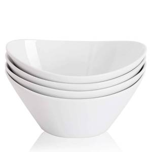 lot 1073 image: Buyajuju Porcelain Salad Bowls, 38 Ounce pasta bowls set of 4, 8 inch White serving bowls for cereal, soup, ramen, snacks, rice, Oven Dishwasher Safe - Retail $34
