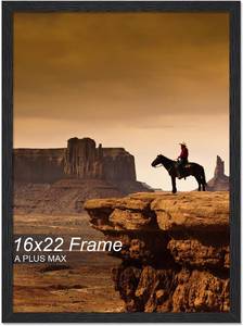 lot 1074 image: A PLUS MAX 16x22 Picture Frame, Black Engineered Wood Frame for 16 x 22 Inch Picture Poster Photo, Light Weight 16 by 22 Frame with Wood-grain for Wall - 1 PackBlack16 x22 - Retail $23