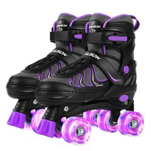 lot 1078 image: PAPAISON Roller Skates for Girls Ages 8-12, Adjustable Size Youth Women Quad Skates with Light up Wheels Indoor Outdoor - Retail $55