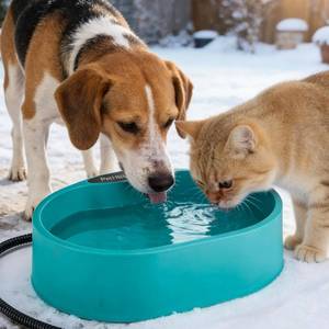 lot 1080 image: 3.7L Heated Water Bowl for Outdoor Dogs Cats - 30W Thermostatic Control Heating Pet Bowl with 6.6Ft Bite-Proof Cord for Winter Chickens - Retail $27