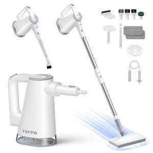 lot 1093 image: Accessories Only. FEPPO Steam Mop & Handheld Steam Cleaner for Home and Floor Cleaning, 15s Heat-Up, 230°F Powerful Steamer with 10in1 Multi-Purpose Attachments for Floor,Hardwood,Tile,Grout,Window,Kitchen,Bath - Retail $22