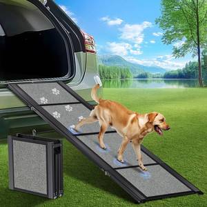 lot 1100 image: Dog Ramp for Car Large Folding Pet Stair Ramps for Truck, SUV, with Non-Slip Surface, Up to 250LBS, Outdoor Dog Car Ramp for Medium & Large Dogs, Portable Pet Steps - Retail $130