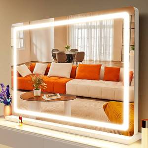 lot 1117 image: Gvnkvn Makeup Vanity Mirror with Lights 32 x 24 Large LED Makeup Mirror, Light up Mirror with 10X Magnification and USB Charging Port, with Dimmable 3 Modes, Touch Screen Control Square White - Retail $87