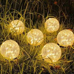 lot 1119 image: SyouHome Solar Garden Lights Outdoor Waterproof, 6 Pack LEDs Cracked Glass Ball Light, Ground Landscape Garden Decor, Solar Globe Decorative for PathwayPatioLawnYard, 3.9 - Retail $36