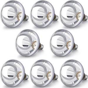 lot 1123 image: VIHOSE 8 Pack 250 Watt Heat Lamp 120v R40 Heat Lamp Bulbs Glass Incandescent Light Bulbs Incandescent Heating Lightbulbs for Reptiles Chicks Food Puppies Bathroom, Use E26 Base (Silver) - Retail $33