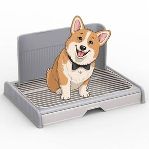 lot 1129 image: Upgrade Dog Potty Tray with High Wall,23.62X18.5Pee Pad Holder,Litter Box for Pet,Mesh Training Holder for Puppy and Small Size Dog,Housebreaking Supplies, Pet Products (Gray) - Retail $60