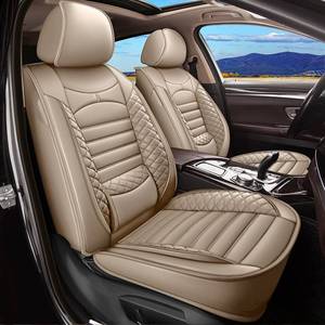 lot 1131 image: JIAMAOXIN Car Seat Covers fit for Ford Expedition 2011-2025 2026 Leather Front Seat Covers Waterproof Automotive Seat Protector (2 Seats, Beige) - Retail $110