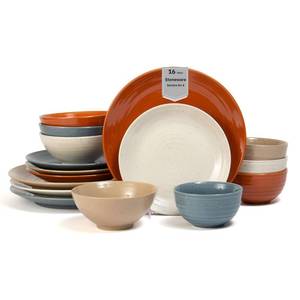 lot 1139 image: Sango Siterra Painters Palette 16-Piece Stoneware Dinnerware Set - Service for 4, Ceramic Plates and Bowls Sets, Chip Resistant, Rustic Dishware, Microwave & Dishwasher Safe Kitchen Dishes - Retail $70