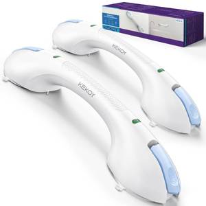 lot 1146 image: KEKOY 17.5 Inch Suction Grab Bars for Bathtubs and Showers with Indicator 2 Pack- Heavy Duty Safety Shower Handle for Seniors and Elderly, Handicap Bars for Bathroom, No Drilling and Removable, Blue - Retail $50