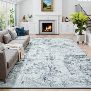 lot 1154 image: Carpelux 8x10 Washable Area Rug, Abstract Large Living Room Rug Non-Slip, Indoor Modern Low-Pile Accent Carpet for Bedroom Nursery Dining Room, BlueGrey - Retail $99