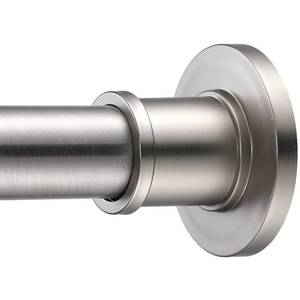 lot 1169 image: BRIOFOX Industrial Shower Curtain Rod - Rustproof Non-Slip 43-72 Inch 304 Stainless Steel Tension Curtain Rod for Window or Bathroom, Brushed Nickel - Retail $30