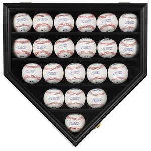 lot 1178 image: DisplayGifts Baseball Display Case Baseball Holders for Balls Display with 21 Slots Wall Display Box 98% Clear Antifade UV Protection with Gold Locks for Homerun and Collector Autograph Balls - Retail $50
