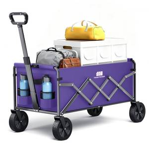 lot 1189 image: TANSTRIDER Collapsible Foldable Wagon, Foldig Cart with Wheel Heavy Duty with 180lbs Weight Capacity Lightweight Utility Camping Wagon for Groceries Garden Beach Sports Fishing(Violet) - Retail $50