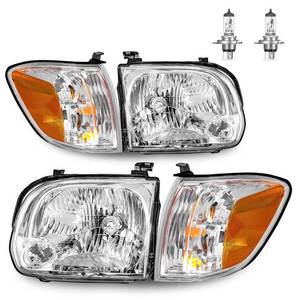lot 1198 image: ROADEAL Headlights WBulbs for 2005 2006 Toyota Tundra 4-DOOR Crew Cab, 2005-2007 Sequoia Sport Utility Headlamp Replacement Driver & Passenger - Retail $108
