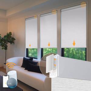 lot 1201 image: Motorized Blinds No Drill Automatic Blinds for Windows Cordless Roller Shades Electric Blinds with Remote Control Smart Blinds (White, 48 x 72) - Retail $104