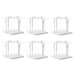 lot 1224 image: XININSUN 14x12x12inch clear cake box with ribbon,12inch12inch tall cake boxes for tiered cakes,layer cake carrier,disposable cake containers for wedding birthday party and gift display-White - Retail $43