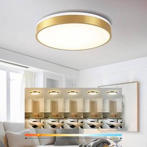 lot 1225 image: Ken & Ricky Flush Mount Ceiling Light, Dimmable Led Close to Ceiling Light Fixtures for Kitchen Bathroom Bedroom Hallway 5cct (Brushed Gold, 16 Inch) - Retail $70