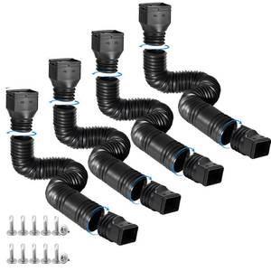 lot 1249 image: plusgutter 4 Pack Rain Gutter Downspout Extensions Flexible, Drain Downspout Extender,Down Spout Drain Extender, Gutter Connector Rainwater Drainage,Extendable from 21 to 68 Inches(Black) - Retail $49