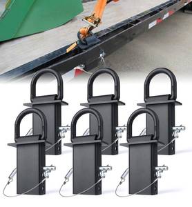 lot 1251 image: Aupar 58 Heavy-Duty Stake Pocket D Rings with Anti-Loss Cord  Adjustable 18,000 lbs Trailer Stake Pocket Tie-Down Utility for Flatbed Trucks and Trailers  4 Adjustable Holes  6 Pack - Retail $74
